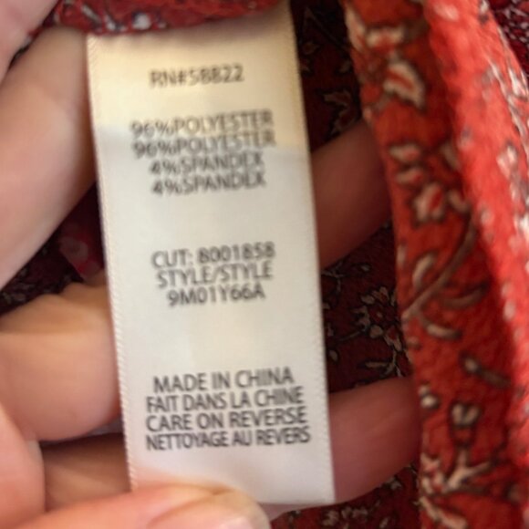 Max Studio Boho Empire Waist Floral Prairie Dress Dark Red White Size Small - Picture 14 of 14